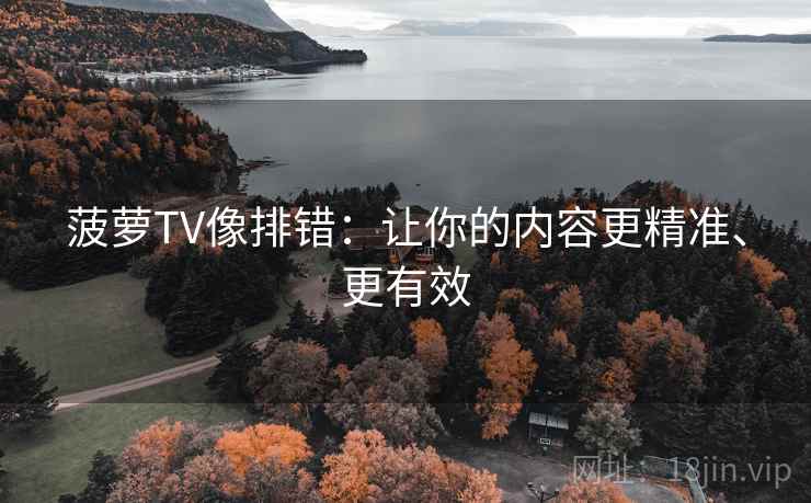 菠萝TV像排错：让你的内容更精准、更有效